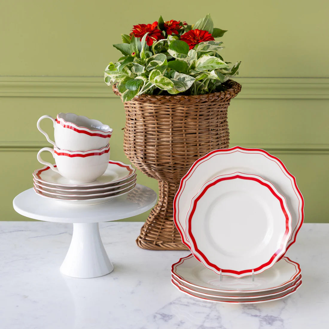 Red Icing on the Cake Plates