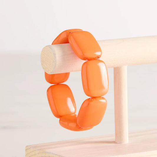 Hot Girl Pearls Chicklet Cooling Bracelet -Orange Size 6