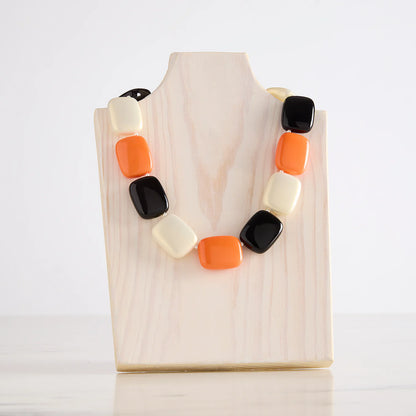 Orange, Black, & White Chiclet Cooling Necklace