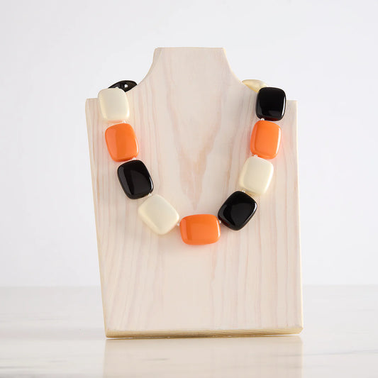Orange, Black, & White Chiclet Cooling Necklace