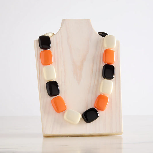 Orange, Black, & White Chiclet Cooling Necklace