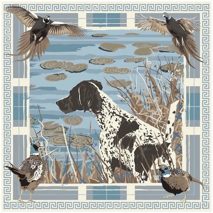 LG Light Blue Pheasant Watch Double-Sided Silk Scarf