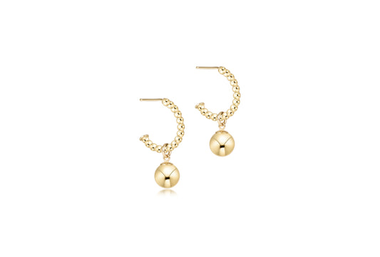 enewton Beaded Classic 1" Post Hoop 2mm Gold Classic Gold 8mm Charm