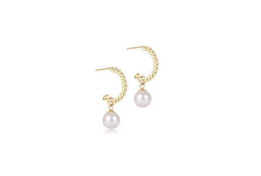 enewton Beaded Classic 1" Post Hoop 2mm Gold Classic Pearl 8mm Charm