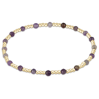 EGIRL Gemstone Gold Sincerity Pattern 3mm Bead Bracelet Amethyst