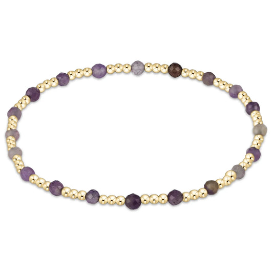EGIRL Gemstone Gold Sincerity Pattern 3mm Bead Bracelet Amethyst