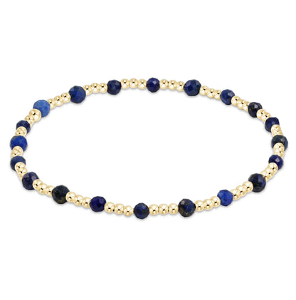 EGIRL Gemstone Gold Sincerity Pattern 3mm Bead Bracelet Lapis