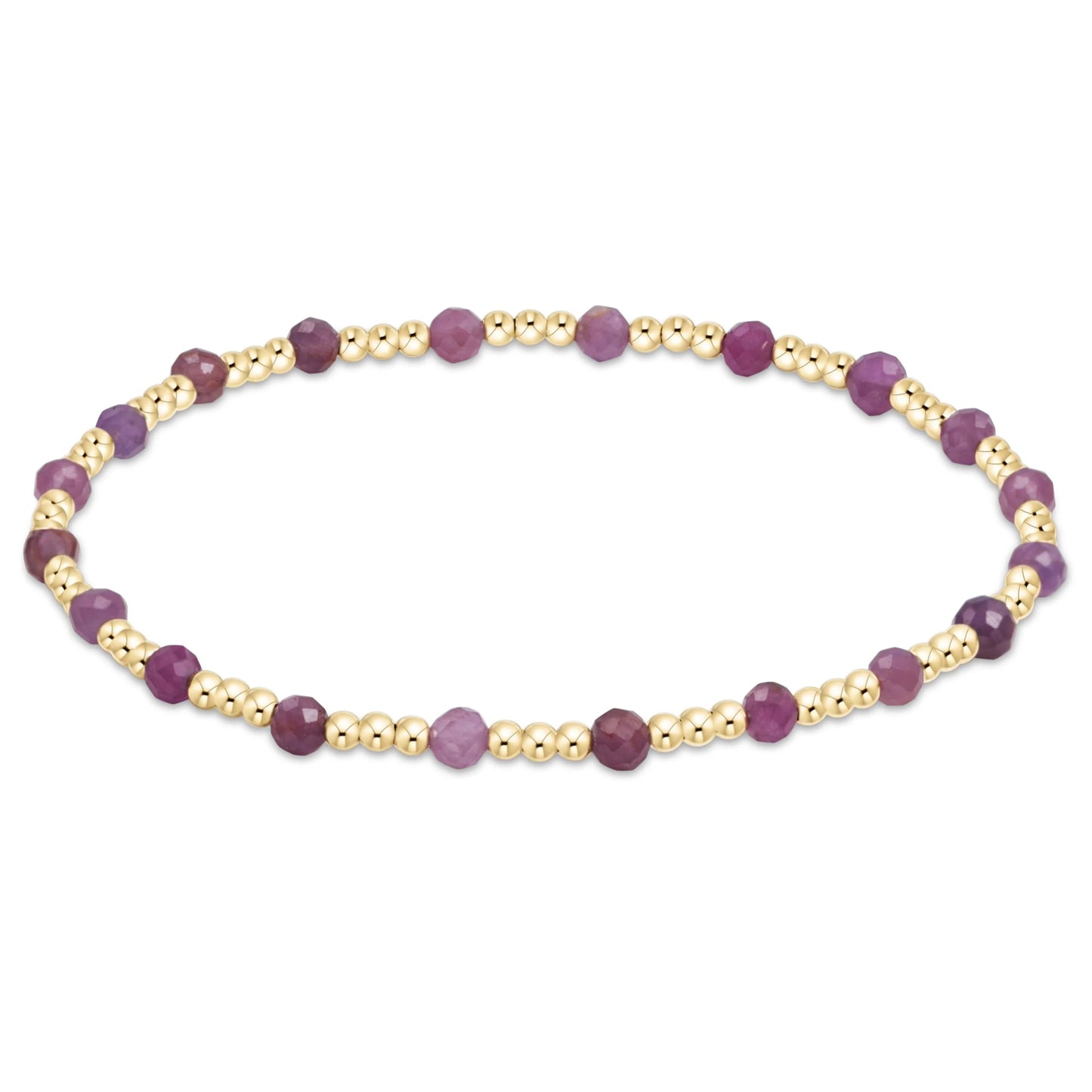 EGIRL Gemstone Gold Sincerity Pattern 3mm Bead Bracelet Ruby