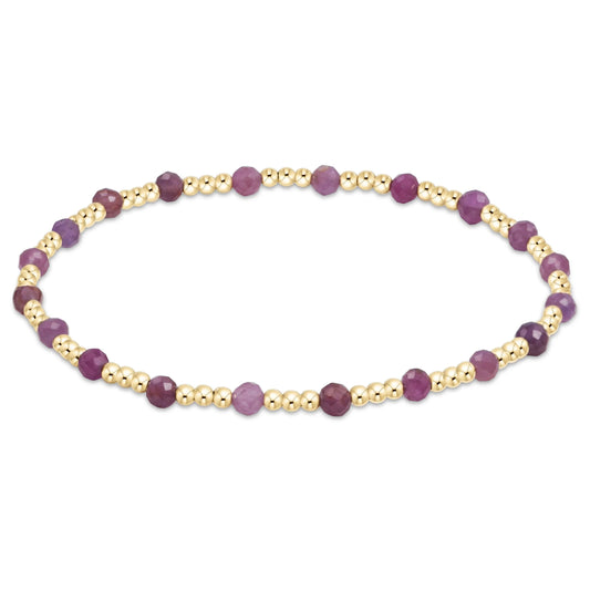 EGIRL Gemstone Gold Sincerity Pattern 3mm Bead Bracelet Ruby
