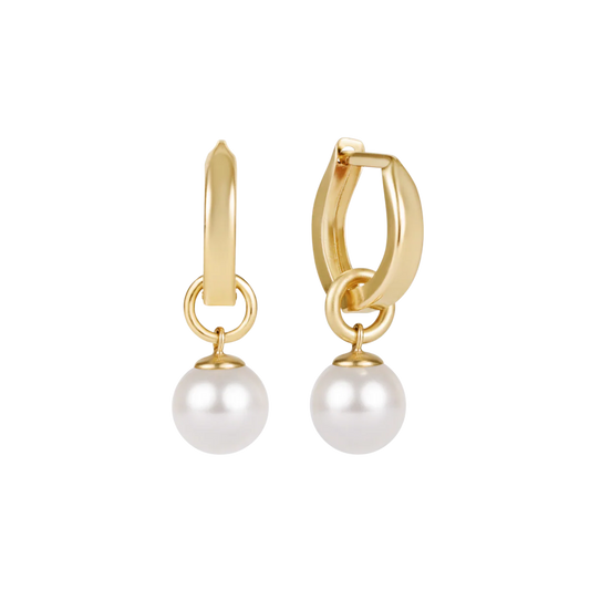 enewton Huggie Gold 0.5" Hoop Classic Pearl 8mm Charm