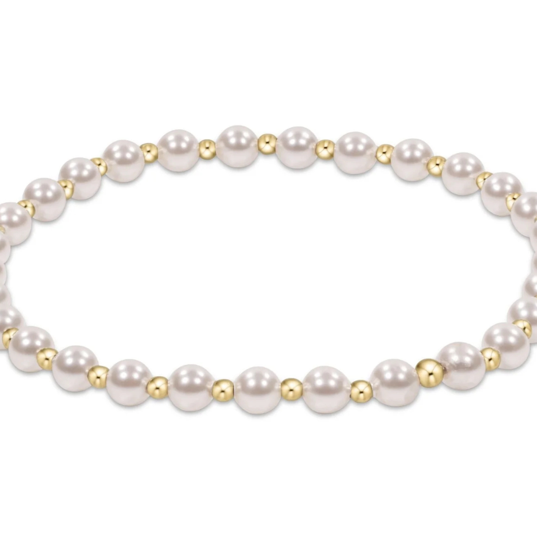 enewton EXTENDS Classic Grateful Pattern 4mm Pearl Bead Bracelet, Gold