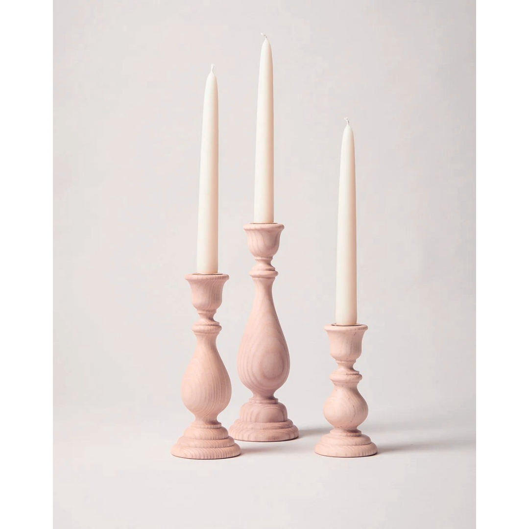 Farmhouse Pottery Candlesticks in Blush, Set/3