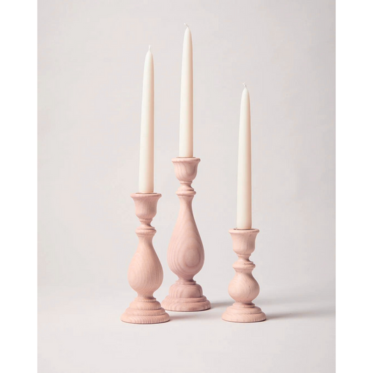 Farmhouse Pottery Candlesticks in Blush, Set/3