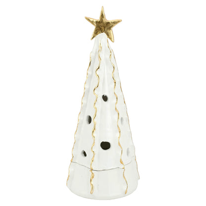 Vietri Foresta Large White Tree With Ribbon & Gold Star