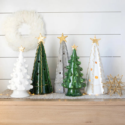 Vietri Foresta Large White Tree With Ribbon & Gold Star