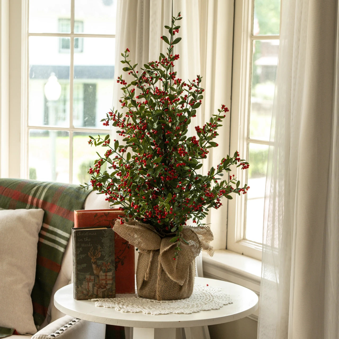 28" Ruscus & Berry Tree