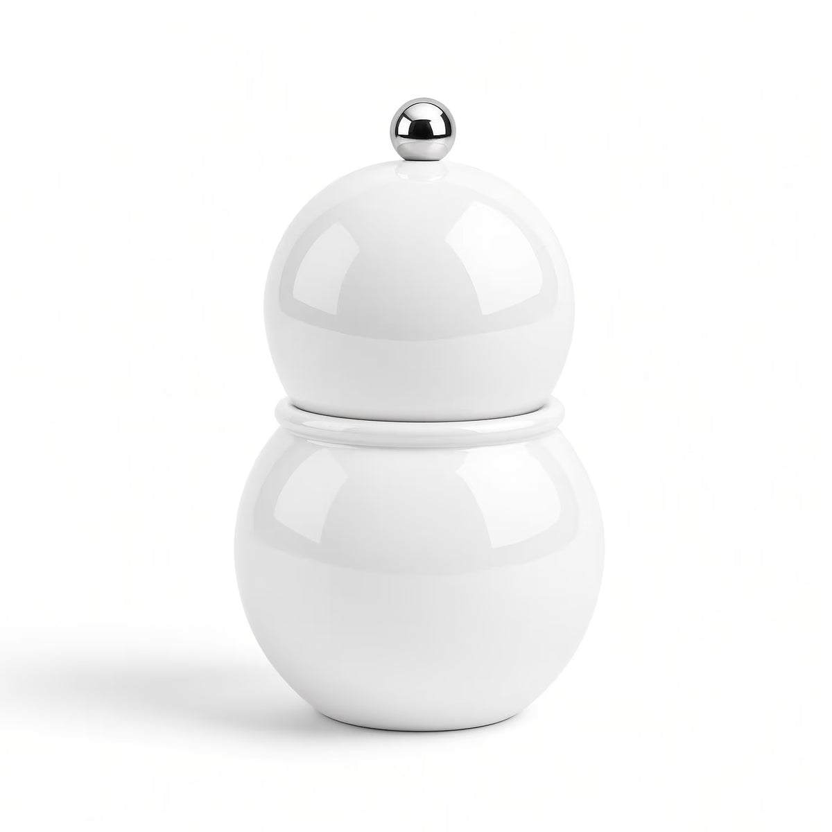 "Chubbie" (12cm) White Bobbin Salt or Pepper Mill
