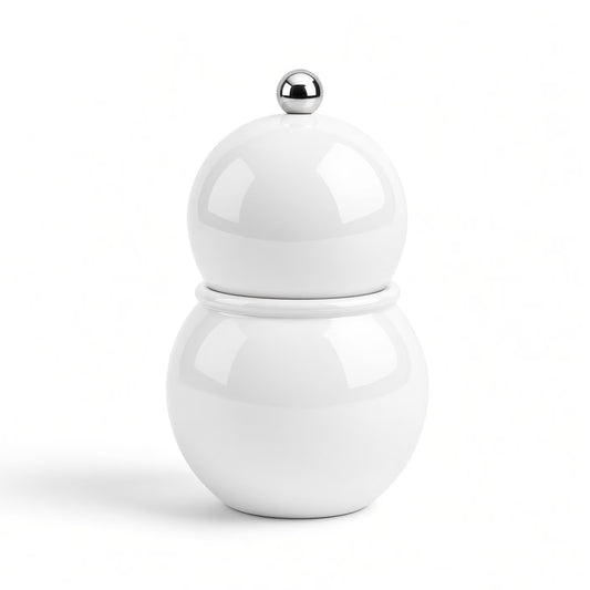 "Chubbie" (12cm) White Bobbin Salt or Pepper Mill