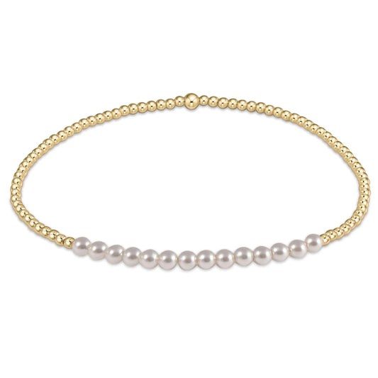 enewton Gold bliss 2mm bead bracelet in pearl
