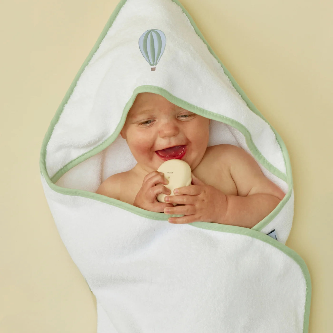 Hot Air Balloon Baby Hooded Towel in Matcha
