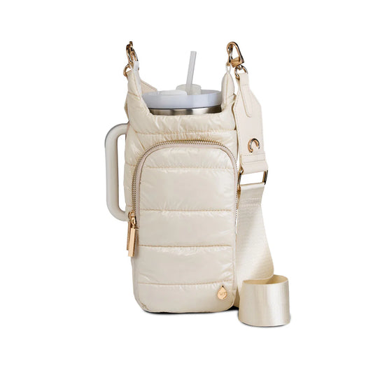 Ivory Glossy HydroBag with Handle Zipper