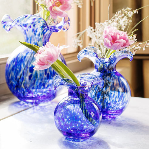 Vietri Hibiscus Bud Vase Cobalt Tortoiseshell