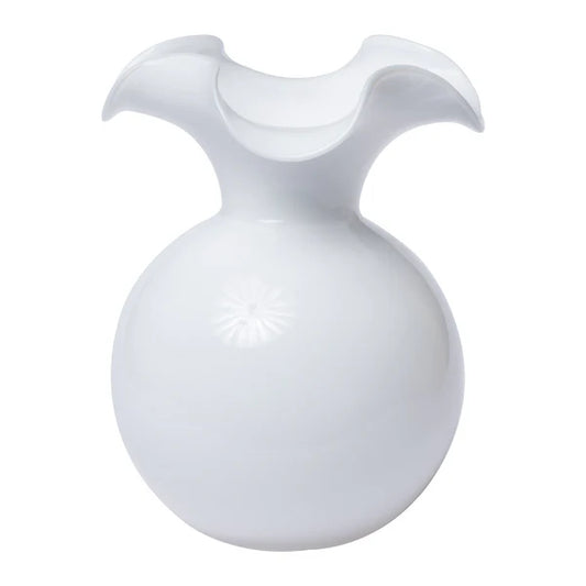 Vietri Hibiscus Glass White Medium Fluted Vase