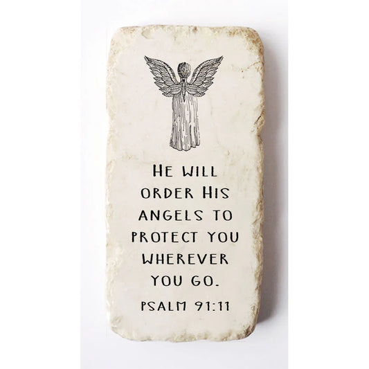 Psalm 91:11 Scripture Stone, Twelve Stone Art