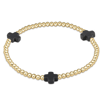 enewton Signature Color Large Cross Gold Pattern 2mm Bead Bracelet