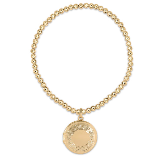 enewton Classic Gold 3mm Bead Bracelet Cherish Small Gold Locket