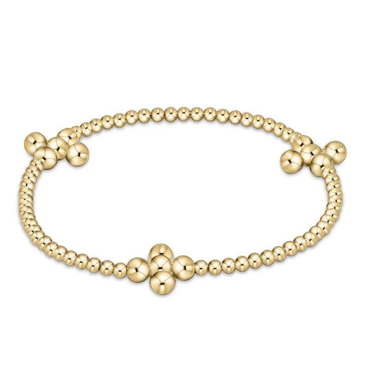 enewton Signature Cross Gold Pattern 2.5mm Bead Cracelet - Classic Beaded Signature Cross Gold 4mm Bead Gold