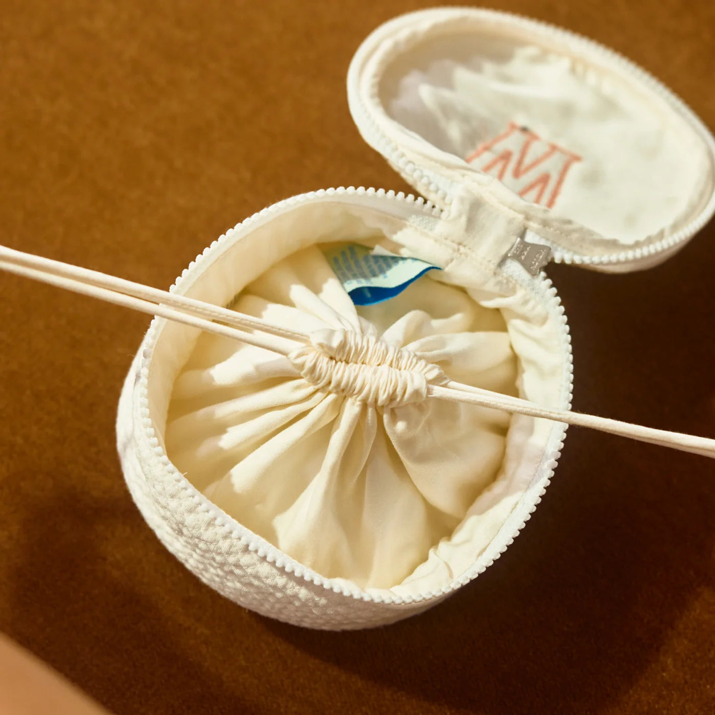Ivory Quilted Travel Jewelry Case