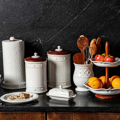Juliska Berry & Thread Whitewash 10" Canister with Wooden Lid
