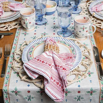 Set of 4 Juliska Villa Stripe Red & White Napkins