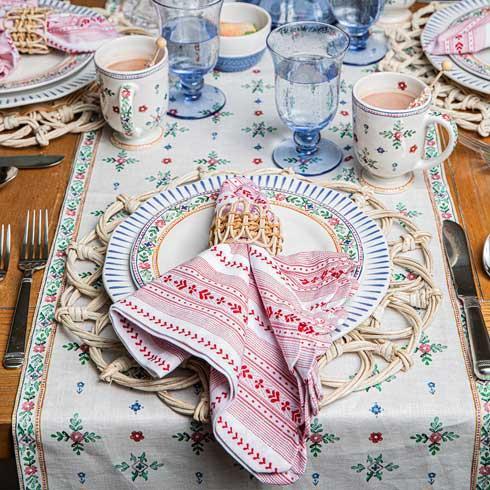 Set of 4 Juliska Villa Stripe Red & White Napkins
