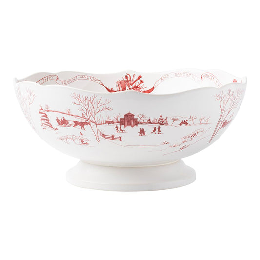 Juliska Country Estate Winter Frolic Ruby 13" Centerpiece Footed Bowl