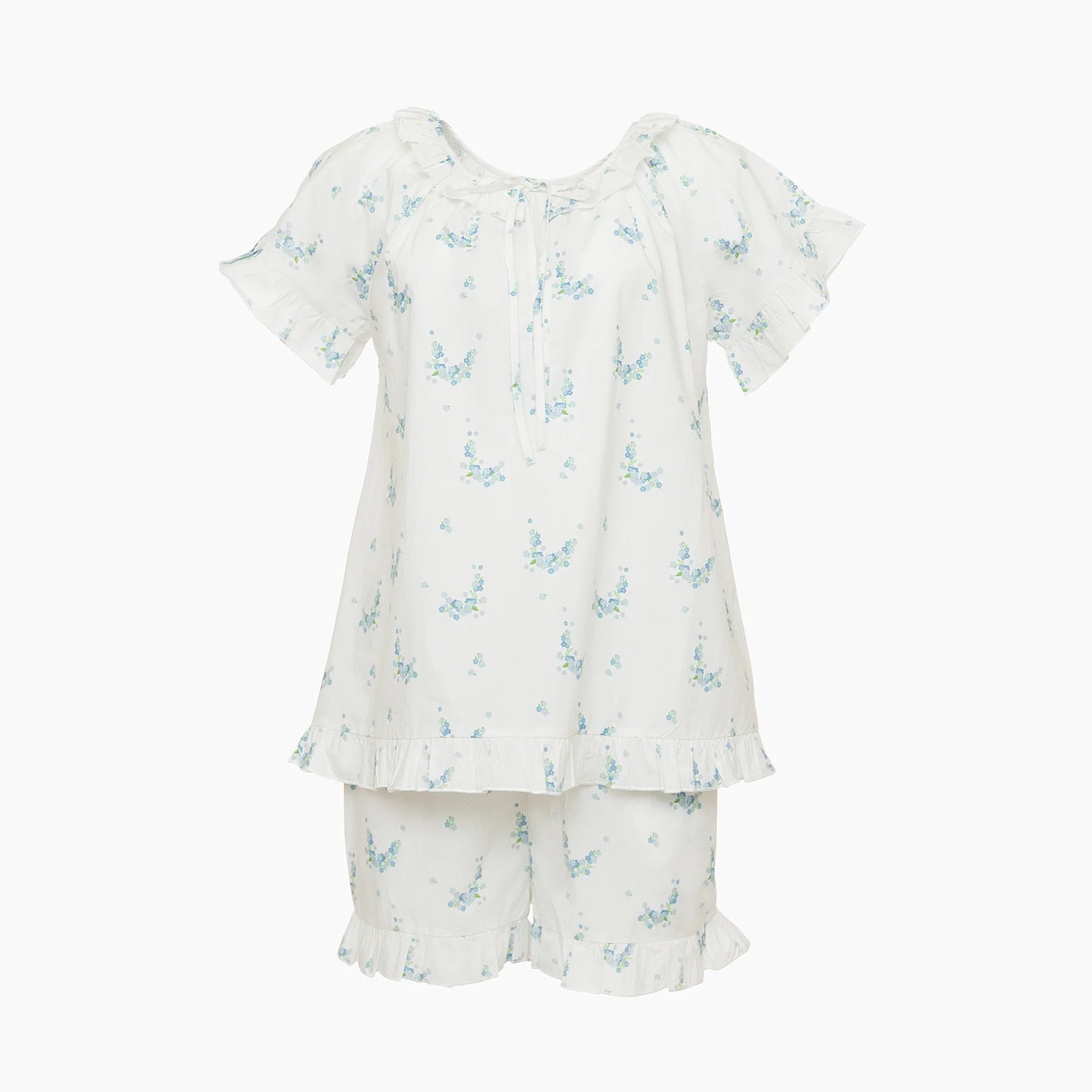 Blue Lucy Ruffle Short Pajamas Blue