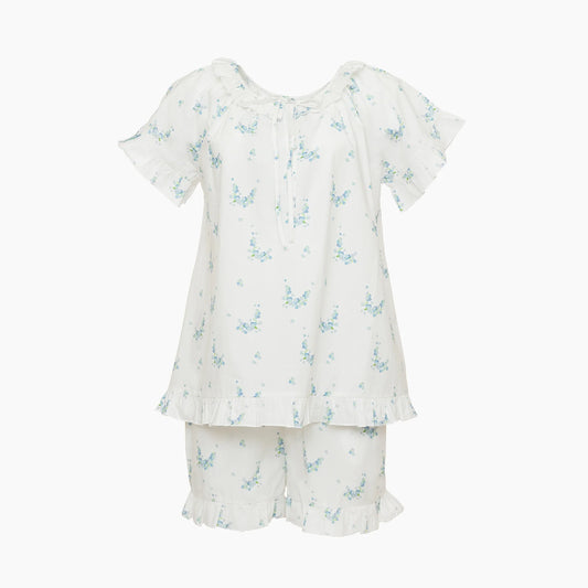Blue Lucy Ruffle Short Pajamas Blue