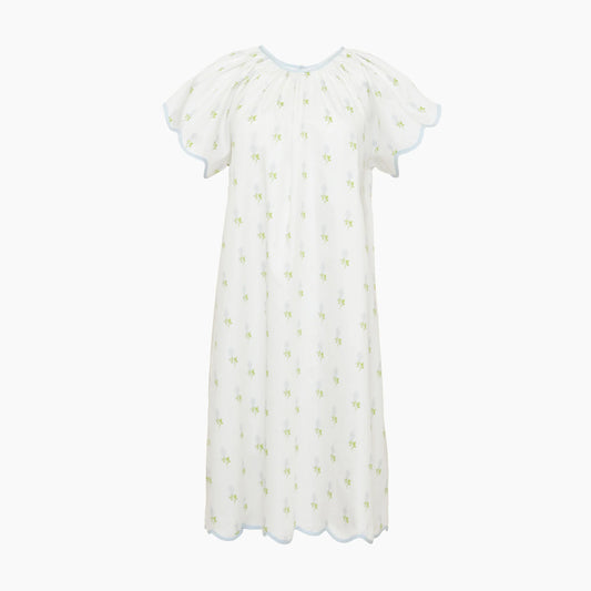 Lenora Vandy Scalloped Nightgown - Blue