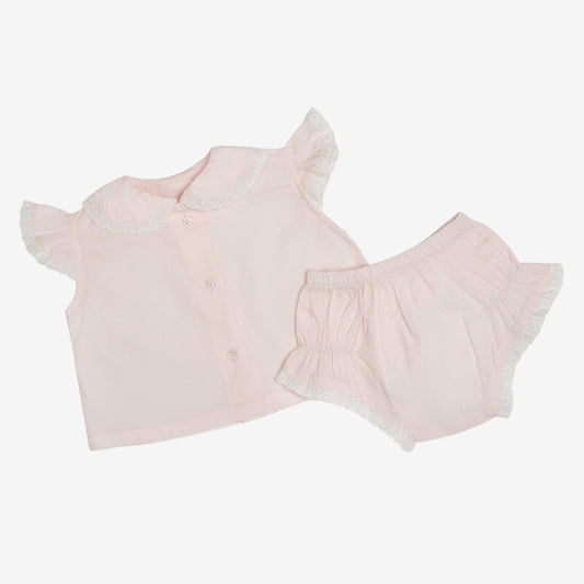 Pink Baby Ann Flutter Sleeve Diaper Set