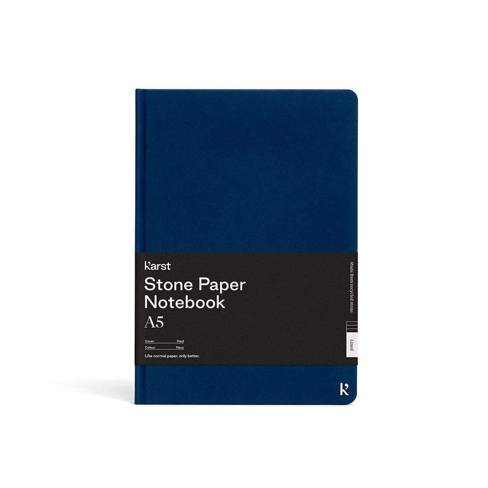 Navy Blue A5 Lined Hardcover Stone Paper Notebook
