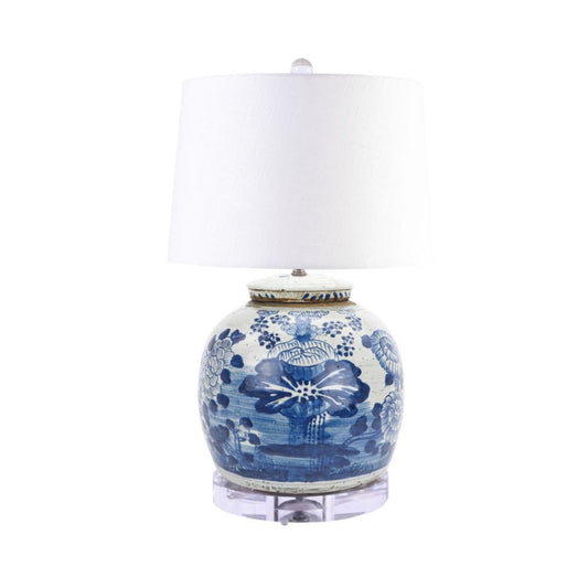 Vintage Ming Jar Four Season Plant, Small Lamp