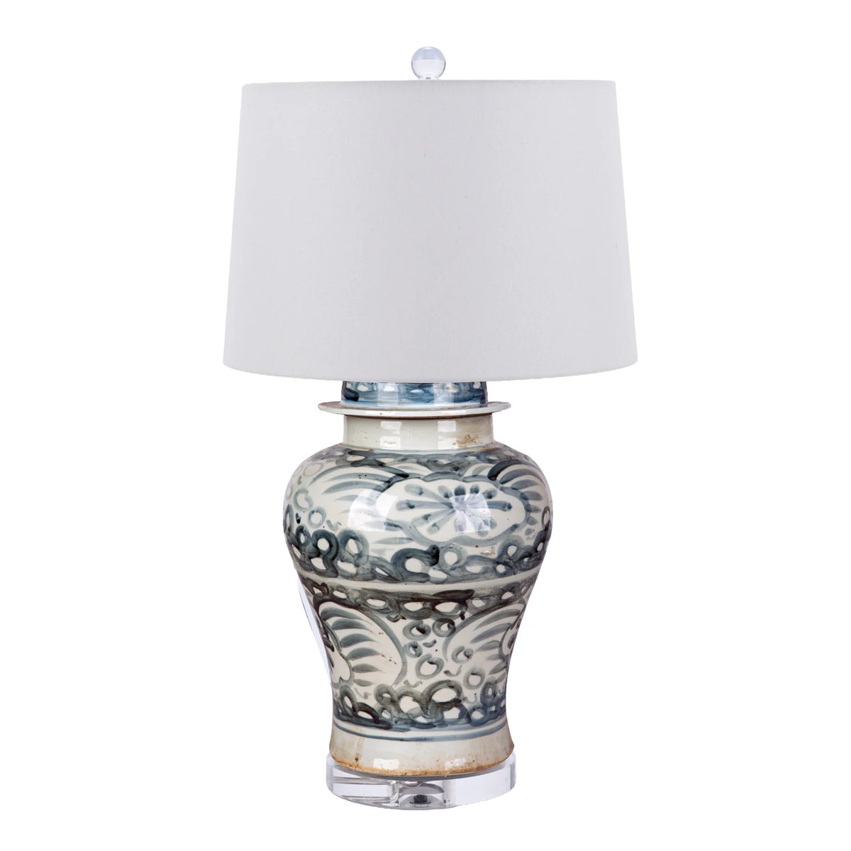 Indigo Sea Flower Temple Jar Lamp