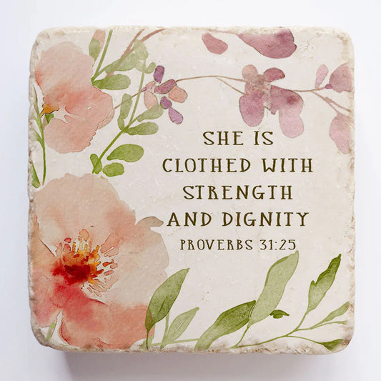 Proverbs 31:25 Scripture Stone, Twelve Stone Art