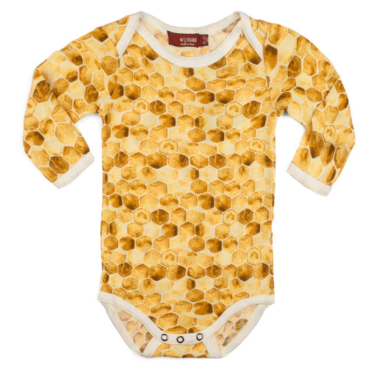 6-12M Bamboo Long Sleeve One Piece Honeycomb Milkbarn