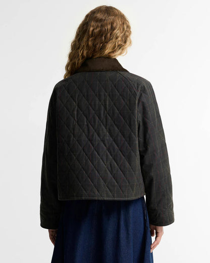 Barbour Women's Tartan Reimagined Icons Tartan Quilted Spey Wax Jacket in Classic Olive