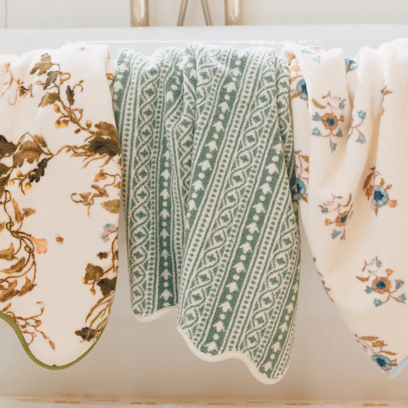 Scalloped Bath Towel in Leah O'Connell Georgie