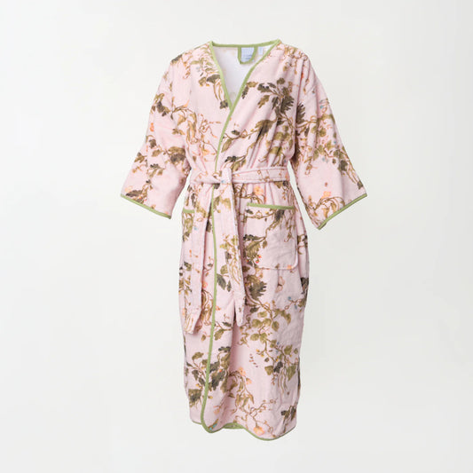 Women's Long Bell Sleeve Plush Robe in Leah O'Connell's Vivian Cherry Blossom
