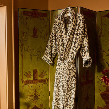 Women's Long Plush Robe in Leopard