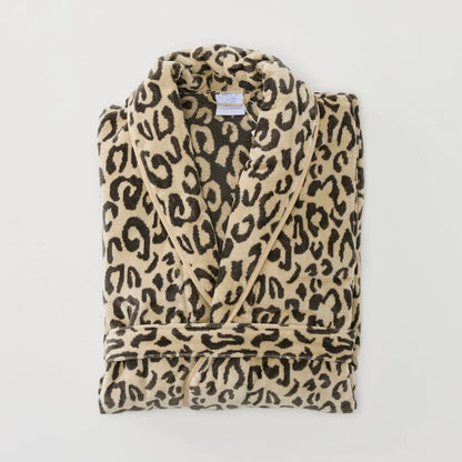 Women's Long Plush Robe in Leopard